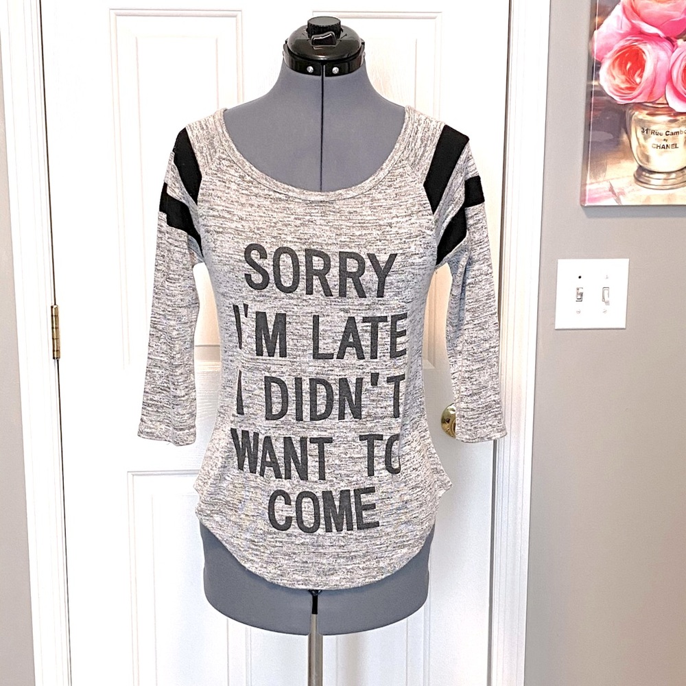 Purple Snow grey knit top M 537